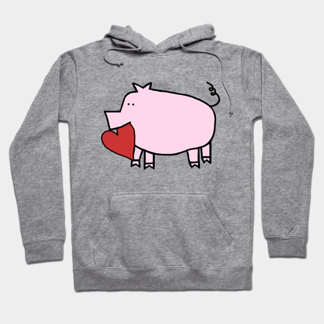 Cute Pig Holding Your Heart of Love on Valentines Day Hoodie by ellenhenryart